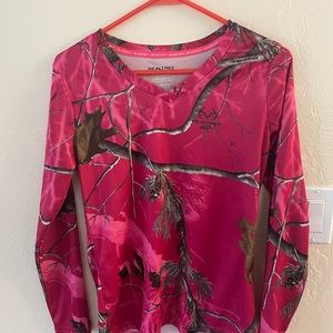 Womens Realtree Camouflage Camo Long Sleeve Shirt - Pink, Size S (4-6)